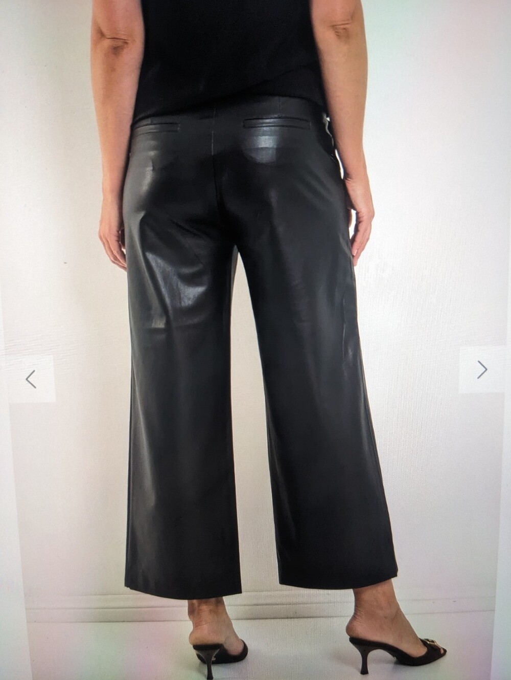 RAFFAELLO ROSSI Black Faux Leather Pants - Picture 2 of 13